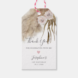 Boho Pink Pampas Grass Birthday Party Favor Cadeaulabel
