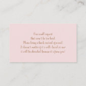 Boho Pink Pampas Grass Boeken voor Baby Meisje Kaa Informatiekaartje (Achterkant)