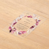 Boho Pink Pampas Grass Floral Wedding Acryl Uitnodigingen (Laagn)