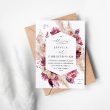 Boho Pink Pampas Grass Floral Wedding