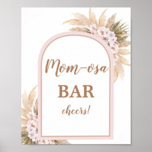 Boho Pink Pampas Grass Momosa Bar, teken Poster