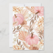 Boho Pink Pampas Grass Pumpkin Birthday Kaart (Achterkant)