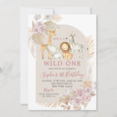 Boho Pink Pampas Grass Wild Op een dag uitnodiging (Voorkant)