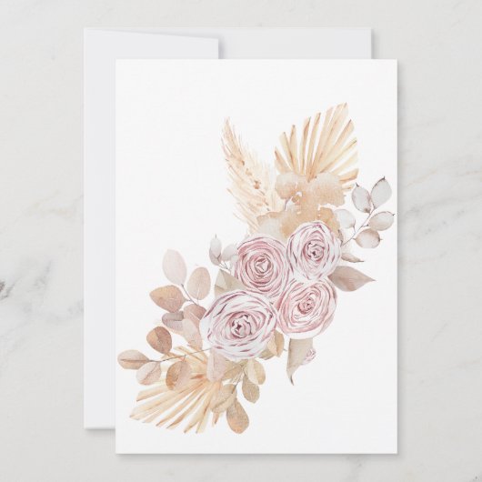 Boho Pink Pampas Grass Wild Op een dag uitnodiging (Achterkant)