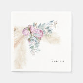 Boho Pink Peonies Custom Vrijgezellenfeest Servet (Voorkant)