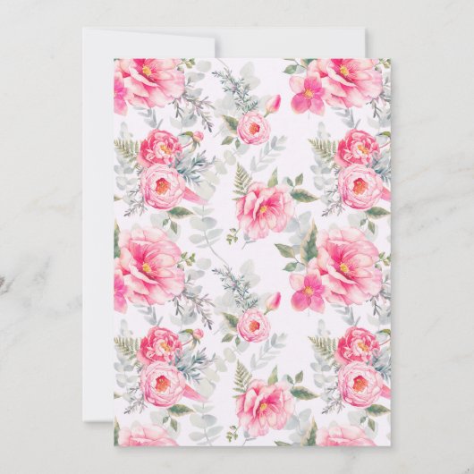 Boho Pink Peonies Wreath Het is een meisje Baby sh Kaart (Achterkant)