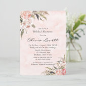 Boho Pink Peony Pampas Bridal Shower Invitations Kaart (Staand voorkant)