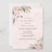 Boho Pink Peony Pampas Bridal Shower Invitations Kaart (Voorkant)