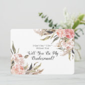 Boho Pink Peony Pampas zal je mijn Bridesmaid zijn Kaart (Staand voorkant)