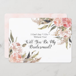 Boho Pink Peony Pampas zal je mijn Bridesmaid zijn Kaart