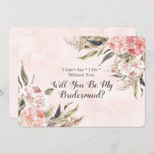 Boho Pink Peony Pampas zal je mijn Bridesmaid zijn Kaart