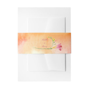 Boho Pink Pop Freesia Sunset Script Uitnodigingen Wikkel