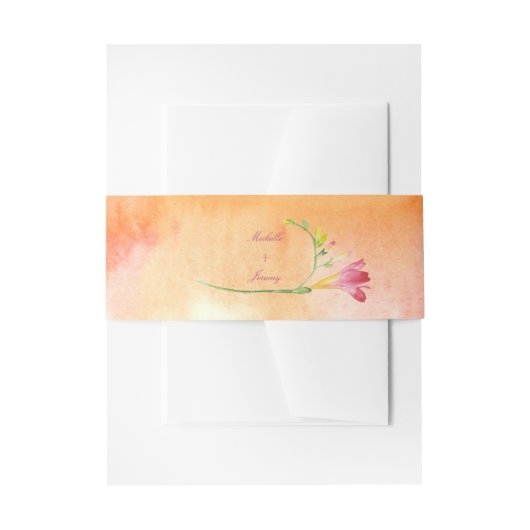 Boho Pink Pop Freesia Sunset Script Uitnodigingen Wikkel (Voorkant Voorbeeld)