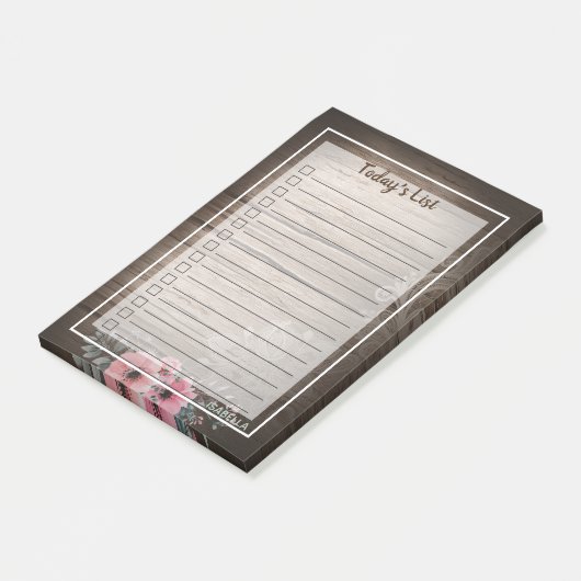 Boho Pink Primrose Weathered Wood Lijst van vandaa Post-it® Notes (Schuin)