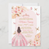 Boho Pink Princess Floral Mexican Quinceañera Kaart (Voorkant)