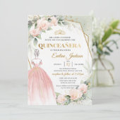 Boho Pink princess kleed bloesbloesbloemen Quincea Kaart (Staand voorkant)