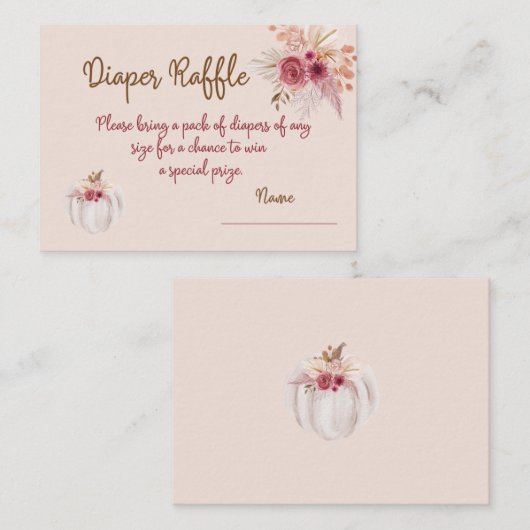 Boho Pink Pumpkin Autumn Diaper Raffle Informatiekaartje (Voorkant / Achterkant)