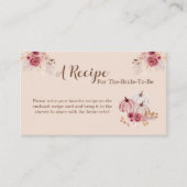 Boho Pink Pumpkin Bridal Recipe Card Insert Informatiekaartje (Voorkant)