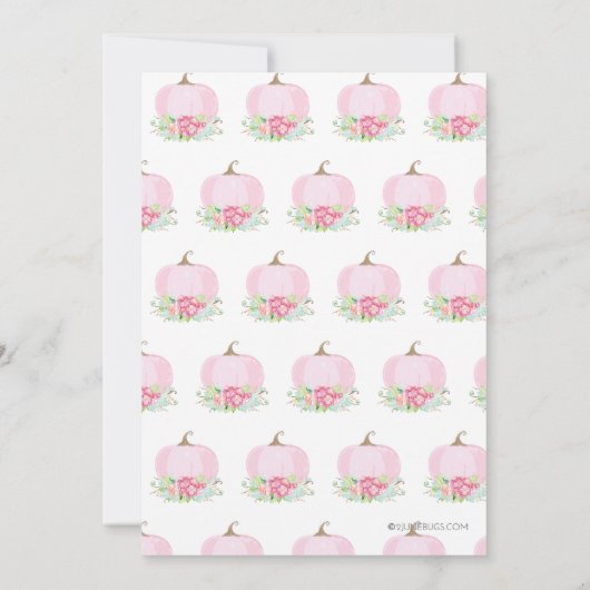 Boho Pink Pumpkin Herfst 1st Birthday Girl Foto Kaart (Achterkant)