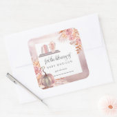 Boho Pink Pumpkin | Pampas Grass Baby Bookplaat Vierkante Sticker (Envelop)