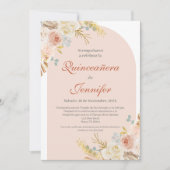 Boho Pink Quinceanera uitnodiging (Voorkant)