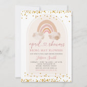 Boho Pink Rainbow April Showers Baby shower Kaart (Voorkant)