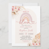 Boho Pink Rainbow Baby in Bloom Baby shower Invita Kaart (Voorkant)