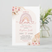 Boho Pink Rainbow Baby in Bloom Baby shower Invita Kaart (Staand voorkant)