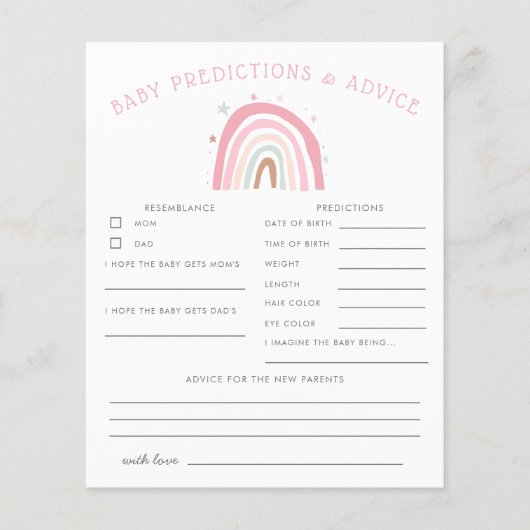 Boho Pink Rainbow Baby Predications & Advice Kaart (Voorkant)