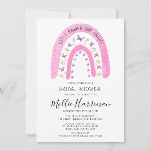 Boho Pink Rainbow Butterfly Vrijgezellenfeest Kaart