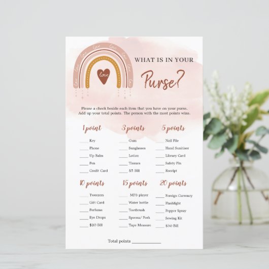 Boho Pink Rainbow Wat in je Purse Game (Staand voorkant)