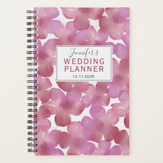 Boho Pink & Red Floral Pattern Wedding Planner (Voorkant)