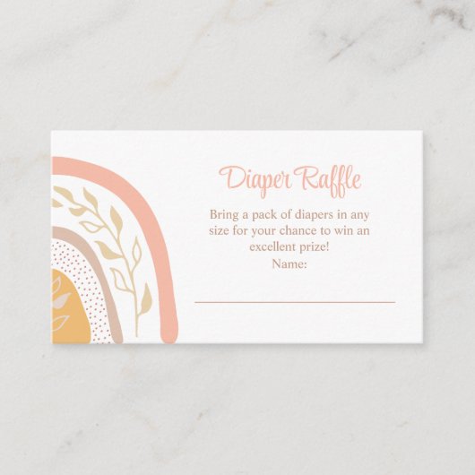 Boho PInk Regenboog Luier Raffle Behuizing Kaart (Voorkant)