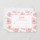 Boho Pink Rose Floral Waterverf - Wedding RSVP Kaartje (Voorkant)