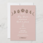 Boho Pink Shine Moon Phases Modern Baby shower Kaart (Voorkant)