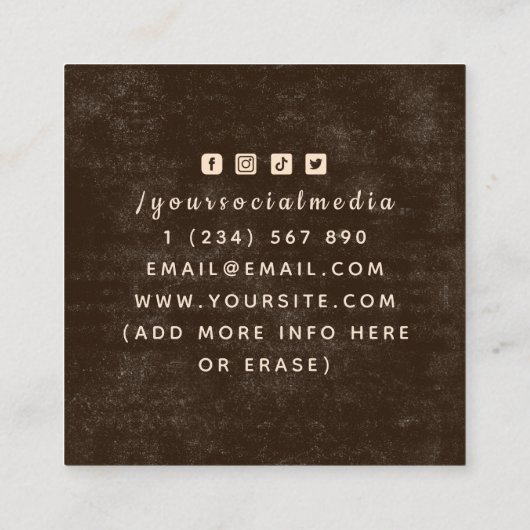 Boho Pink Snake Healing Hand Celestial Moon Tarot Vierkante Visitekaartje (Achterkant)