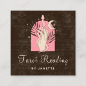 Boho Pink Snake Healing Hand Celestial Moon Tarot Vierkante Visitekaartje (Voorkant)