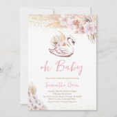 Boho Pink Swan Baby shower Kaart (Voorkant)