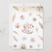 Boho Pink Swan Baby shower Kaart (Achterkant)