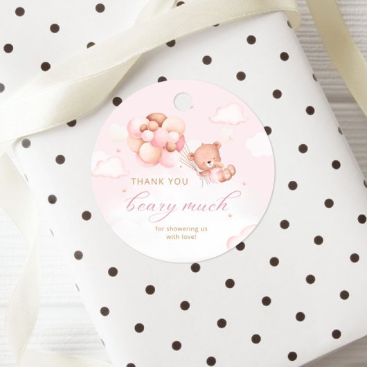 Boho Pink Teddy Bear Meisje Baby shower Dank u Bedankjes Labels