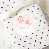 Boho Pink Teddy Bear Meisje Baby shower Dank u Bedankjes Labels