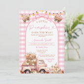 Boho Pink Truck Pumpkin is onderweg naar het Baby  Kaart (Staand voorkant)