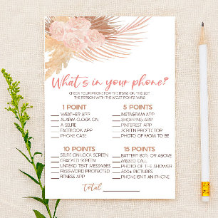Boho Pink Wat zit er in je telefoon Baby shower sp Briefpapier
