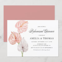 Boho Pink Waterverf Anthuriums Rehearsal Dinner