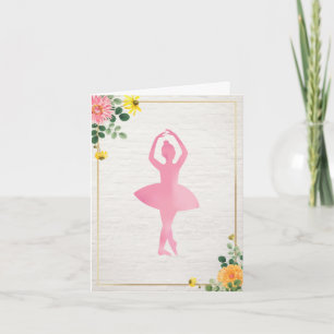 Boho Pink Waterverf Brick Floral Ballet Birthday