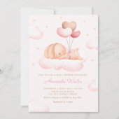Boho Pink Waterverf Cute Balloon Baby shower Kaart (Voorkant)