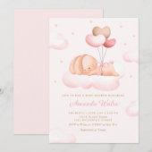 Boho Pink Waterverf Cute Balloon Baby shower Kaart (Voorkant / Achterkant)