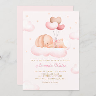 Boho Pink Waterverf Cute Balloon Baby shower Kaart