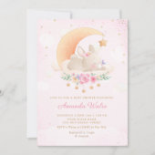Boho Pink Waterverf Cute Bunny Girl Baby shower Kaart (Voorkant)