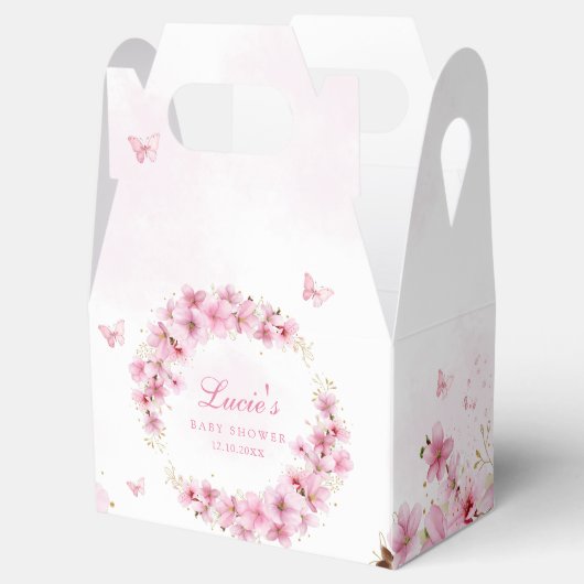 Boho Pink Waterverf Floral Butterfly Baby shower Bedankdoosjes (Geopend)